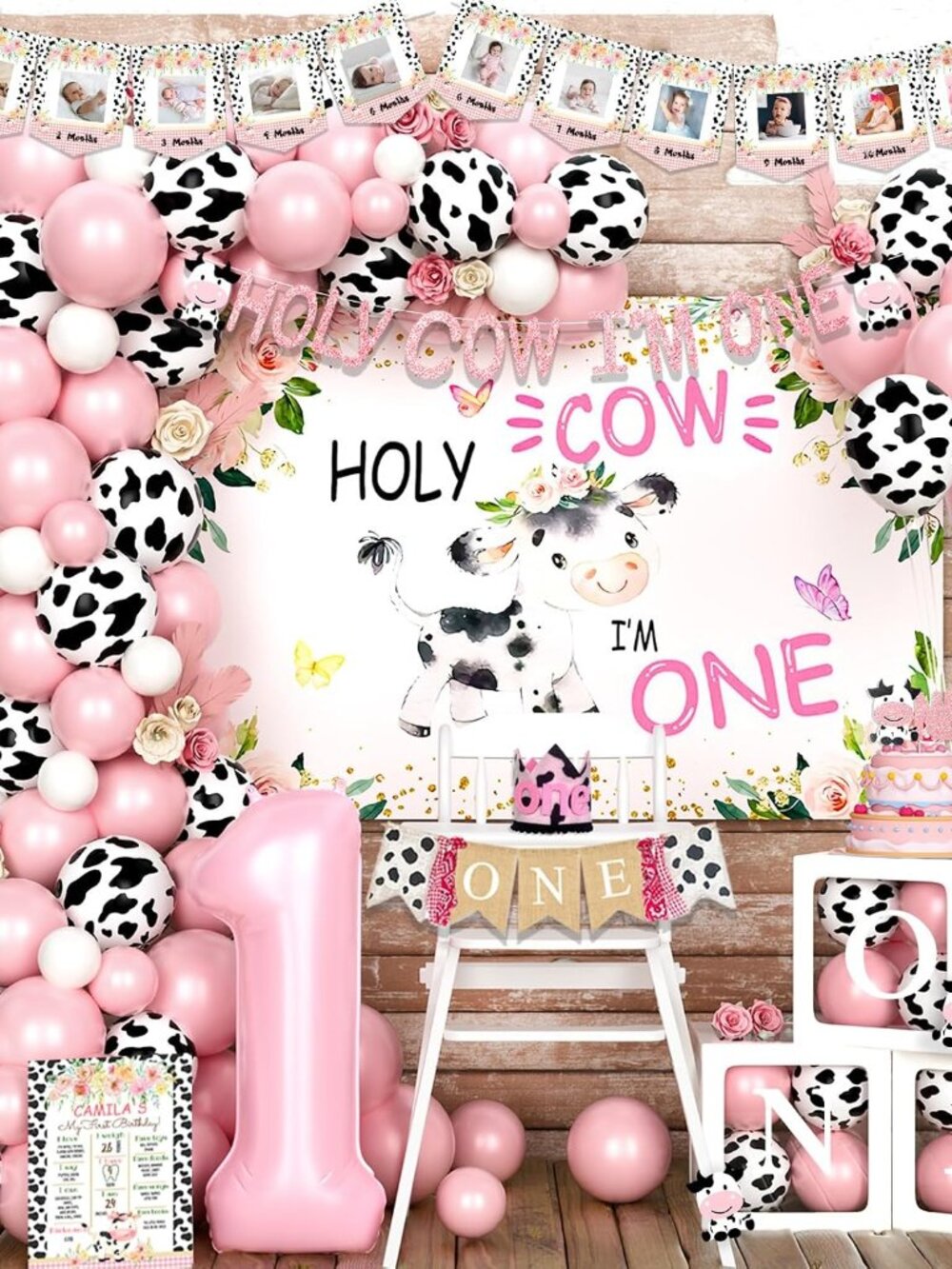 1st Birthday Decorations Girl, Cow First Birthday Party Supplies Girl, Cow Print